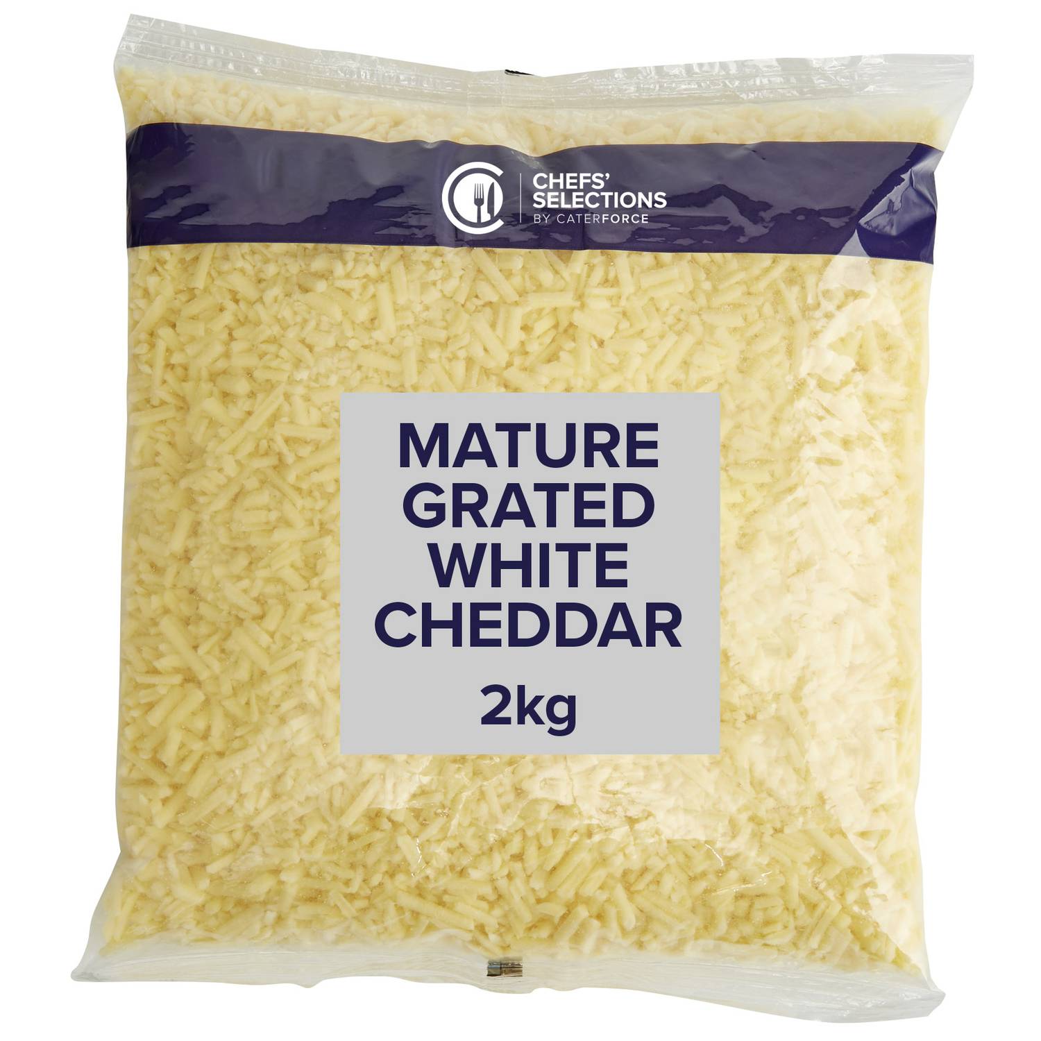 Chefs’ Selections Grated White Mature Cheddar (6 x 2kg)