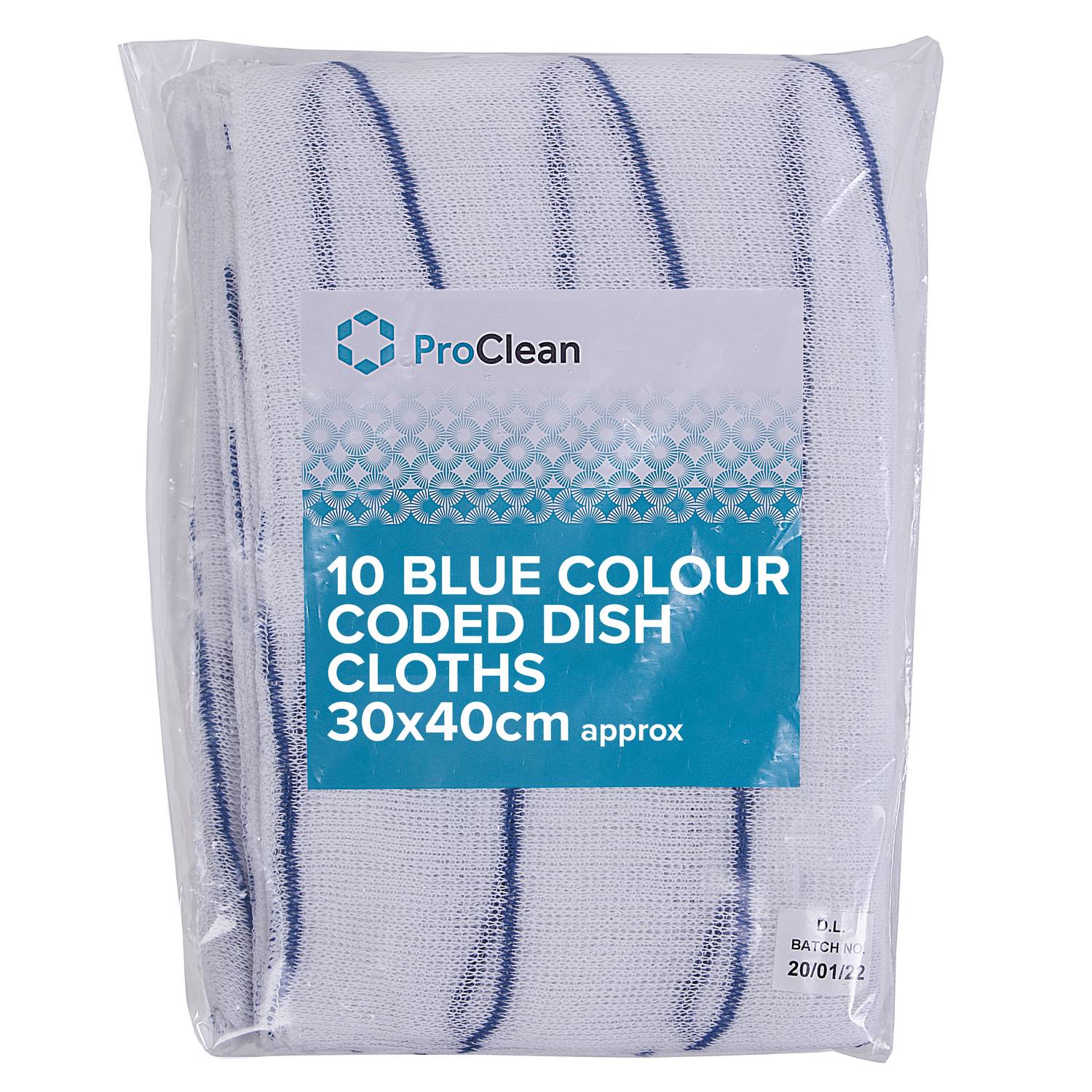 ProClean 10 Colour Coded Dishcloths (Blue) (20 x 10)