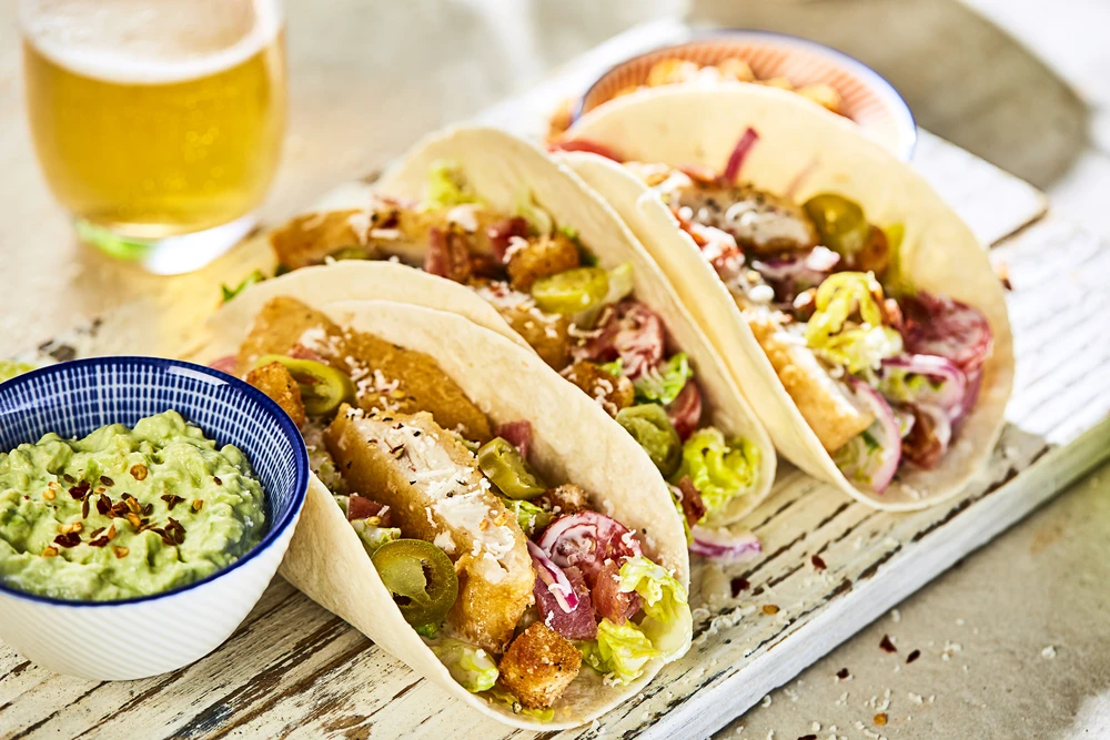 Crispy Chicken Ceasar Tacos
