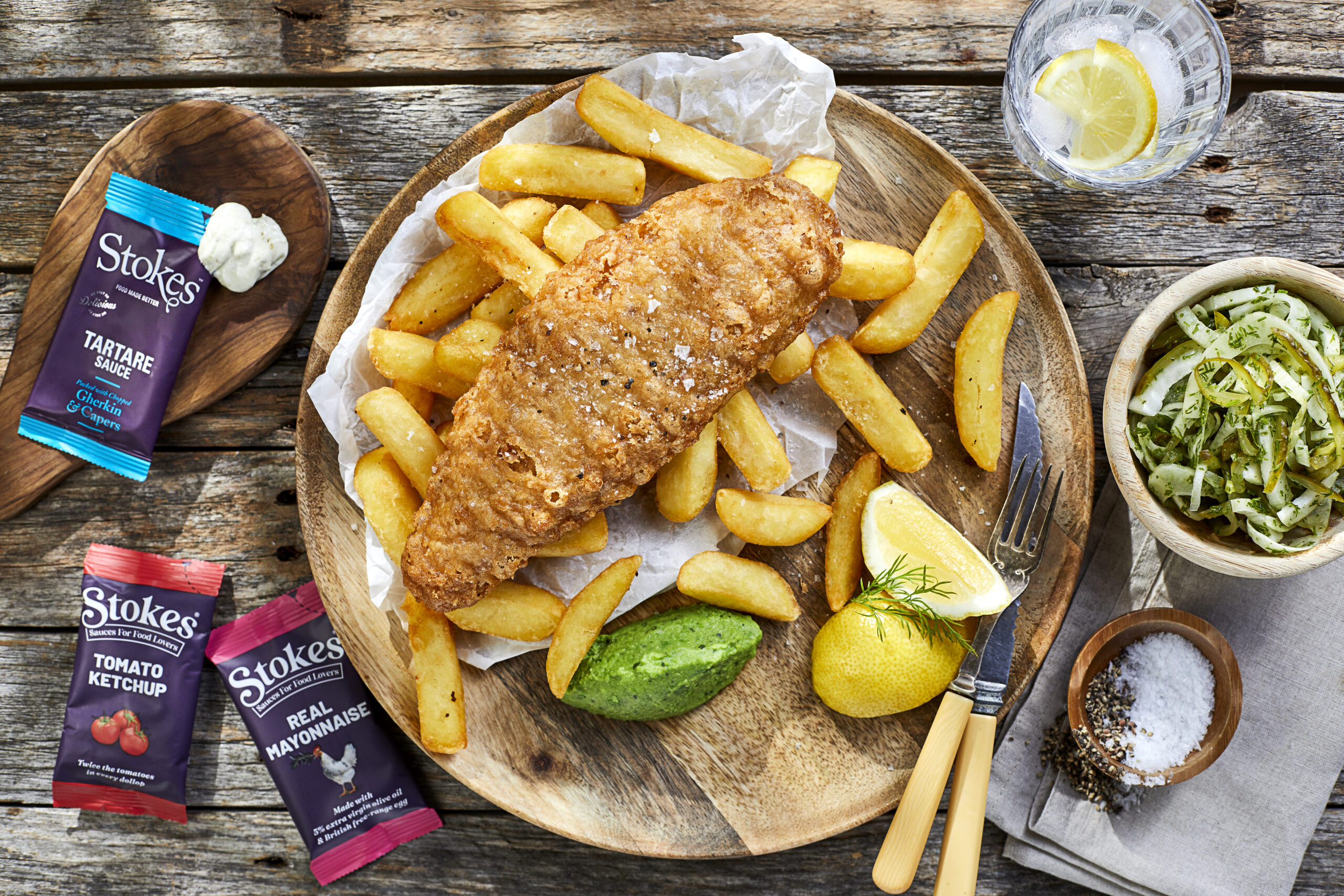 Premium Fish & Chips x Stokes Sauces
