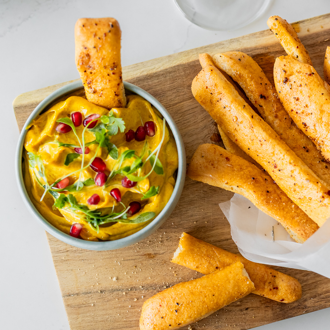 Spiced Doughball Bread Sticks With Spicy Hellman’s Mayonnaise Dip