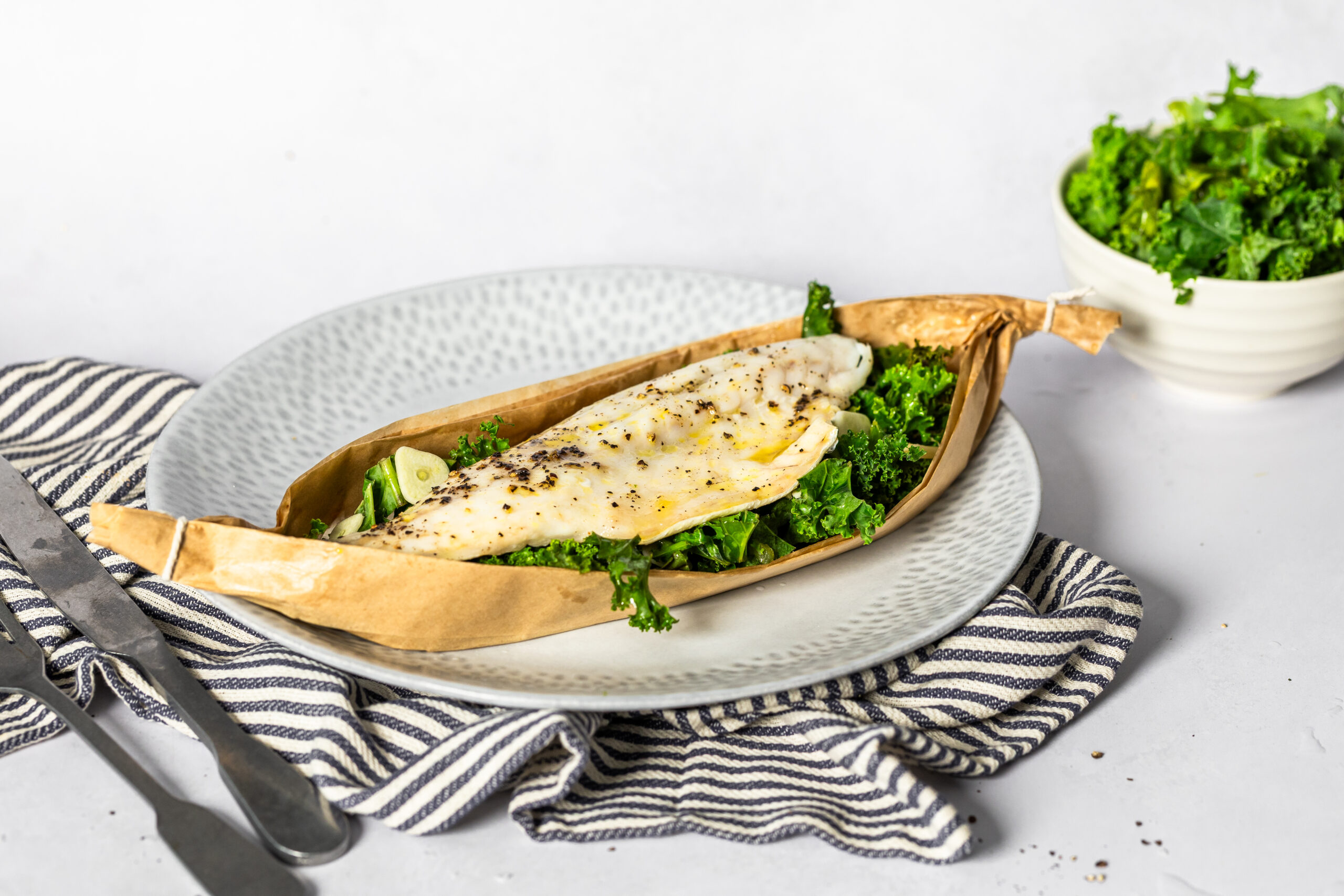 Kale, Lemon & Garlic Sea Bass Parcels