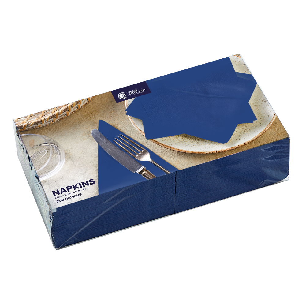 Chefs’ Selections 2ply Navy Blue Paper Napkins 32cm x 32cm (10 x 200)