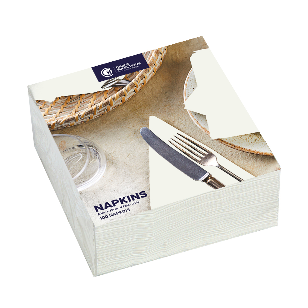 Chefs’ Selections 2ply White Paper Dinner Napkins 40cm x 39cm (10 x 200)