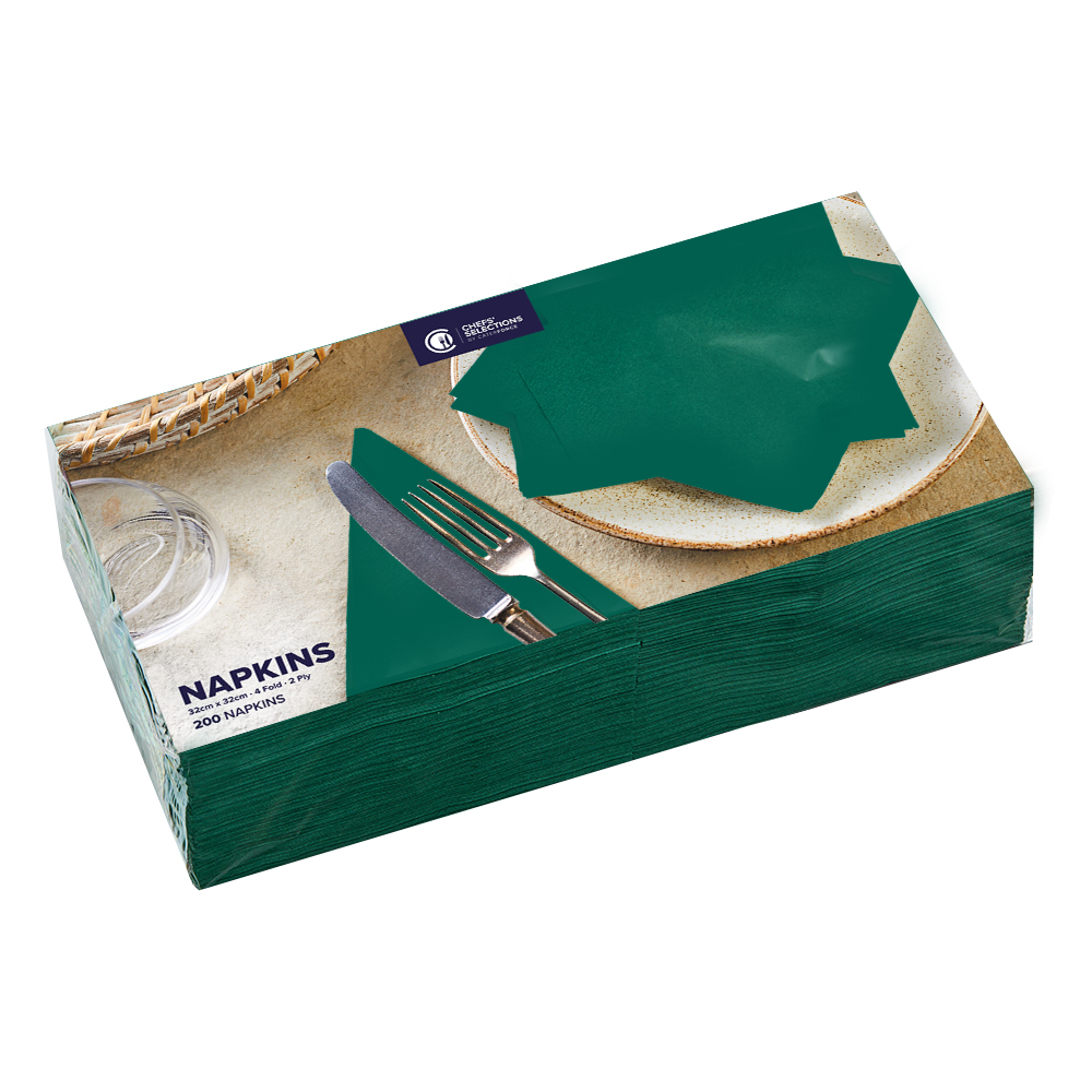 Chefs’ Selections 2ply Green Paper Napkins 32cm x 32cm (10 x 200)