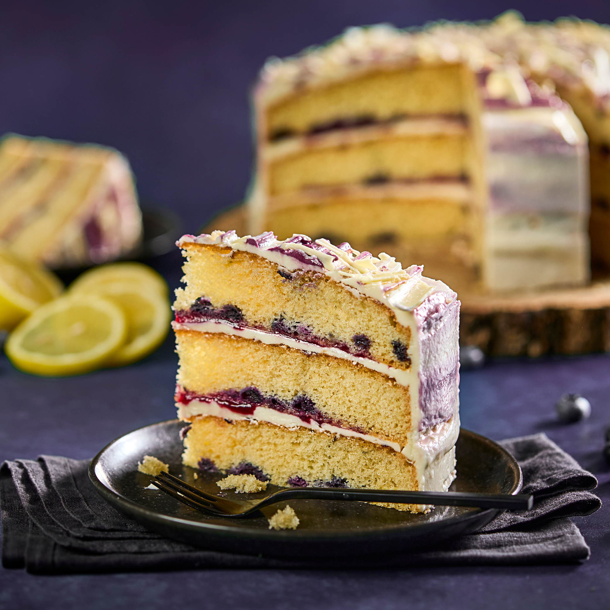 Chefs’ Selections Premium Collection Triple Layer Blueberry & Lemon Cake (1 x 16 portions)
